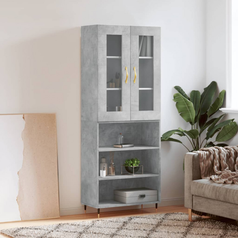 Witrynka, szarość betonu 69,5x34x180 cm materiał drewnopochodny