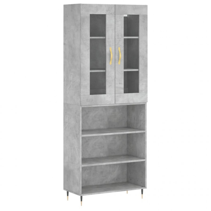 Witrynka, szarość betonu 69,5x34x180 cm materiał drewnopochodny