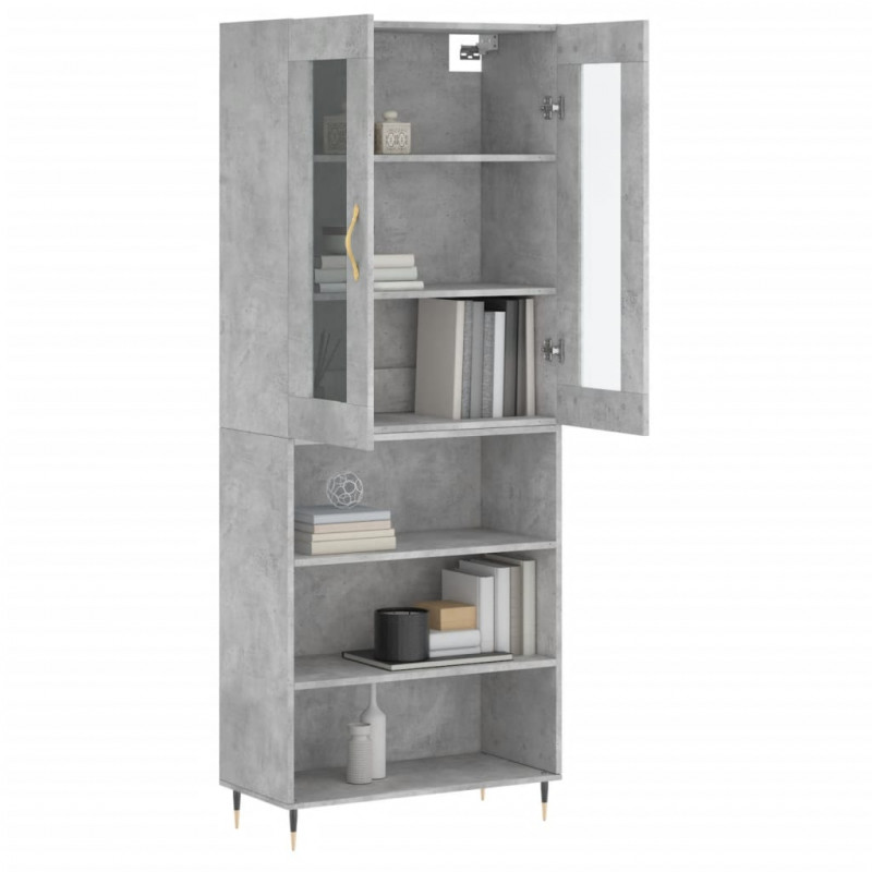 Witrynka, szarość betonu 69,5x34x180 cm materiał drewnopochodny