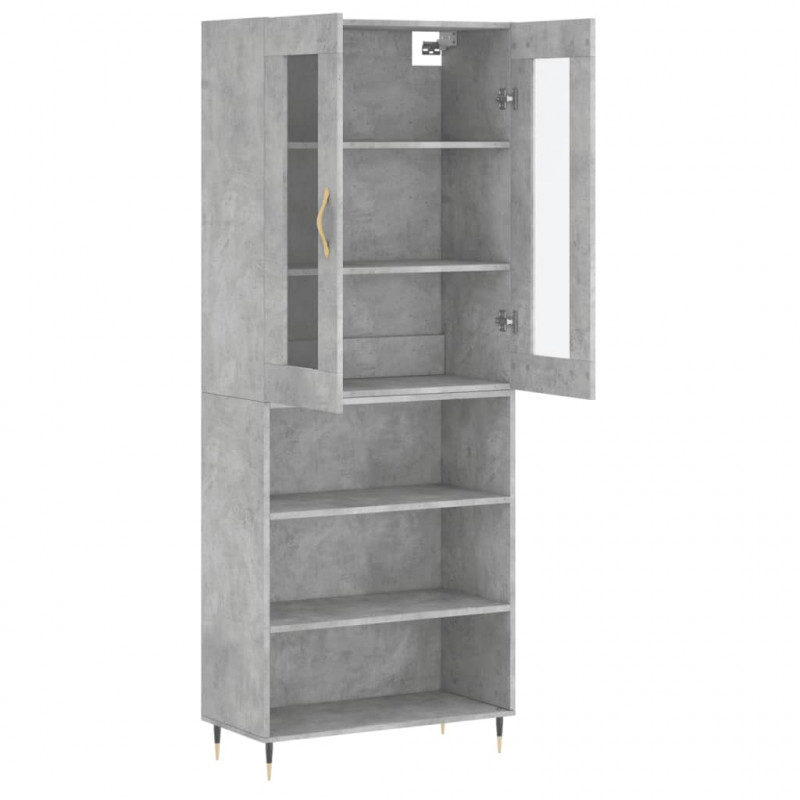 Witrynka, szarość betonu 69,5x34x180 cm materiał drewnopochodny