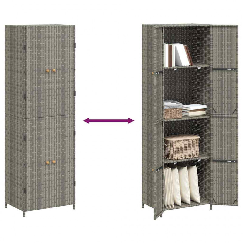 Szafka ogrodowa, szara, 59x40x180 cm, rattan PE