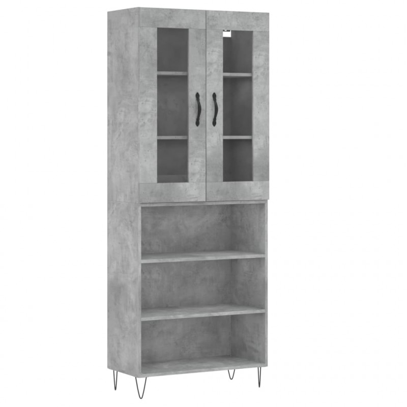 Witrynka, szarość betonu 69,5x34x180 cm materiał drewnopochodny
