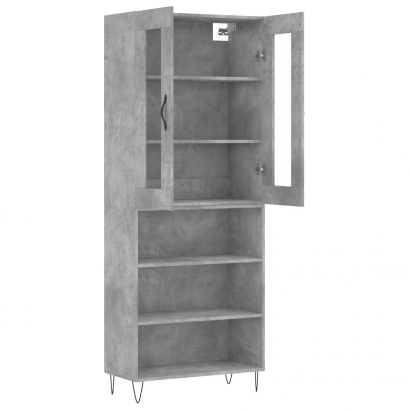Witrynka, szarość betonu 69,5x34x180 cm materiał drewnopochodny