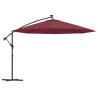 Parasol ogrodowy z LED, wiszący, bordowy, 350 cm