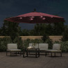 Parasol ogrodowy z LED, wiszący, bordowy, 350 cm