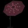 Parasol ogrodowy z LED, wiszący, bordowy, 350 cm