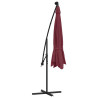 Parasol ogrodowy z LED, wiszący, bordowy, 350 cm