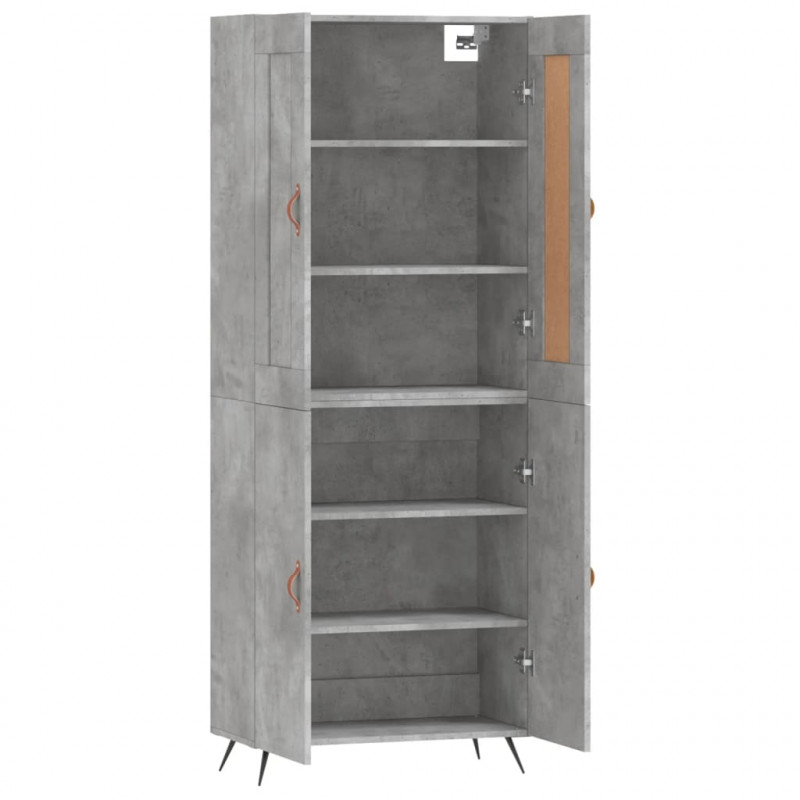 Witrynka, szarość betonu 69,5x34x180 cm materiał drewnopochodny
