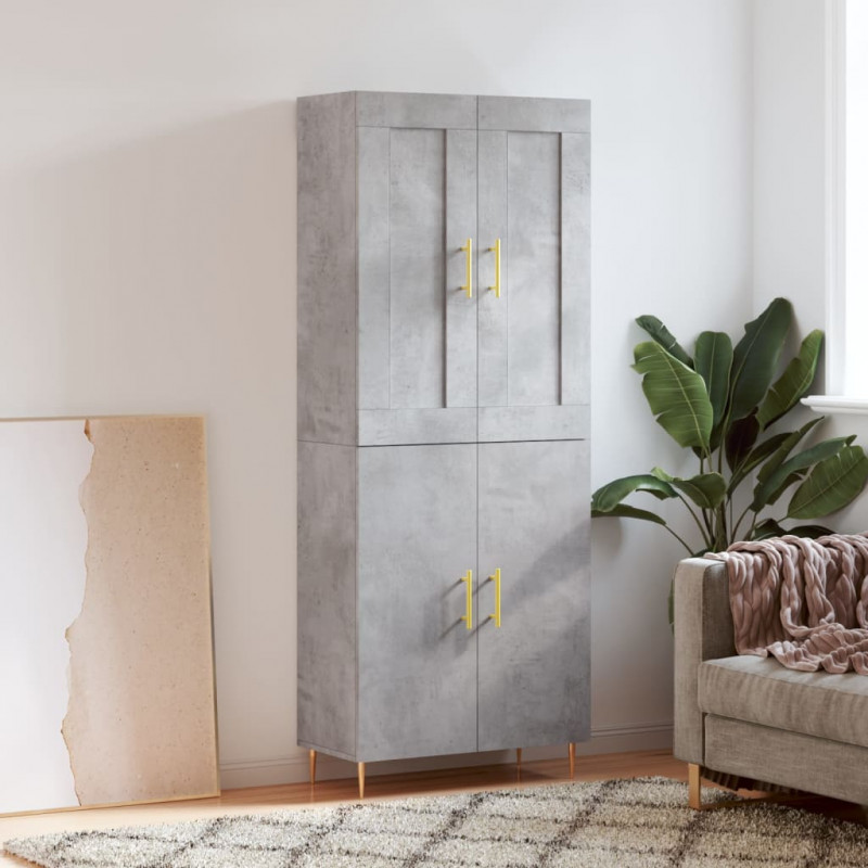Witrynka, szarość betonu 69,5x34x180 cm materiał drewnopochodny