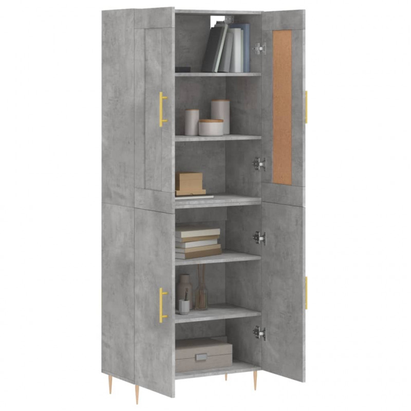 Witrynka, szarość betonu 69,5x34x180 cm materiał drewnopochodny
