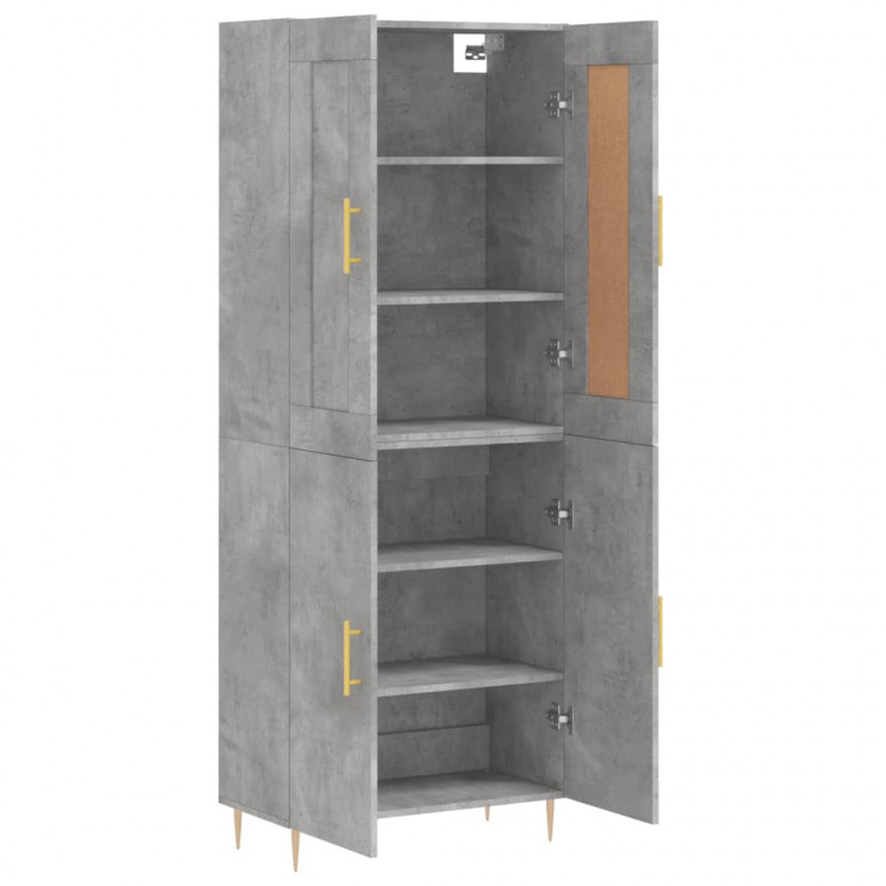 Witrynka, szarość betonu 69,5x34x180 cm materiał drewnopochodny