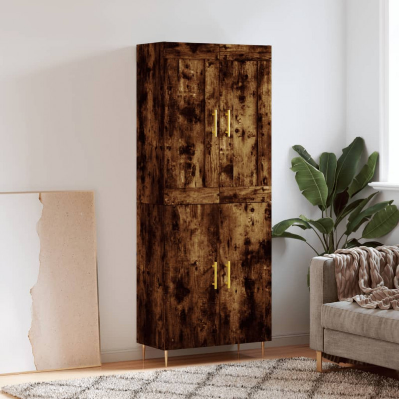 Witrynka przydymiony dąb 69,5x34x180 cm materiał drewnopochodny