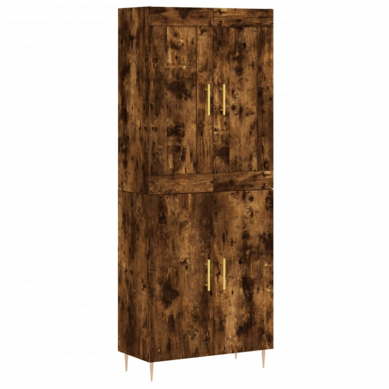 Witrynka przydymiony dąb 69,5x34x180 cm materiał drewnopochodny
