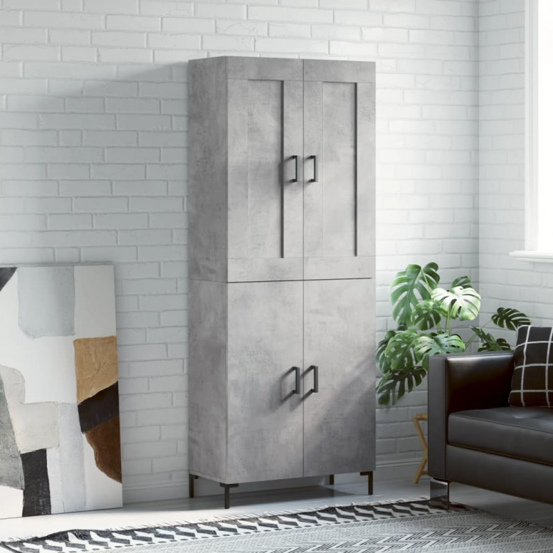 Witrynka, szarość betonu 69,5x34x180 cm materiał drewnopochodny