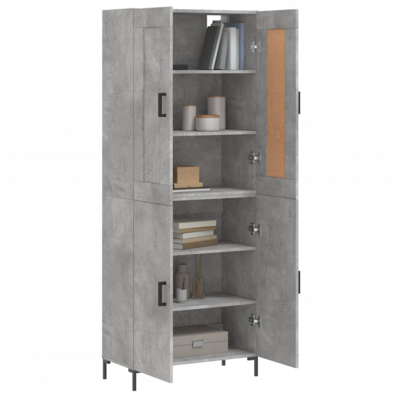 Witrynka, szarość betonu 69,5x34x180 cm materiał drewnopochodny