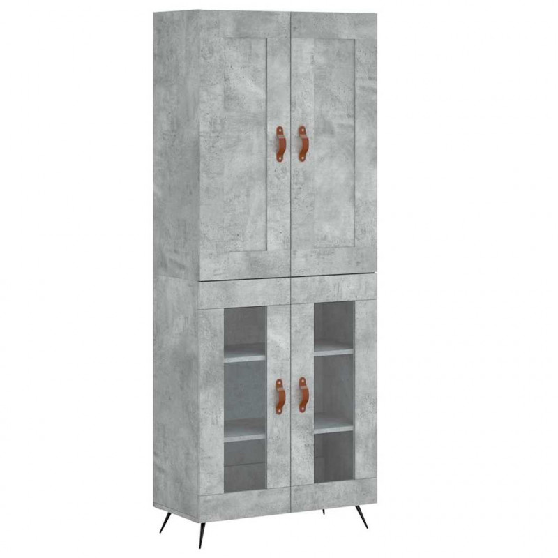 Witrynka, szarość betonu 69,5x34x180 cm materiał drewnopochodny