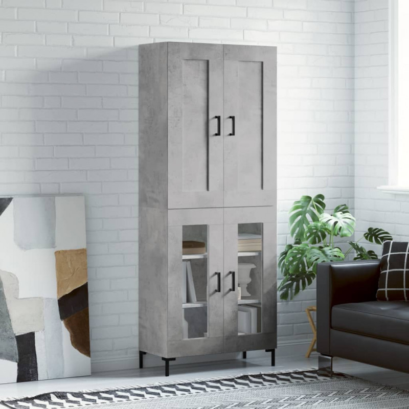 Witrynka, szarość betonu 69,5x34x180 cm materiał drewnopochodny