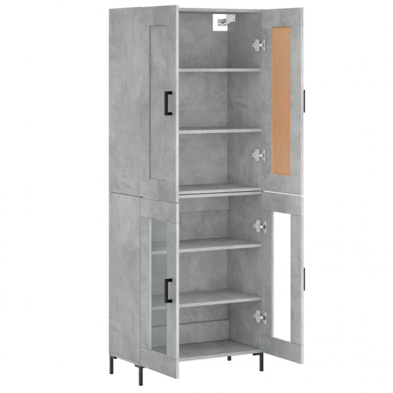 Witrynka, szarość betonu 69,5x34x180 cm materiał drewnopochodny