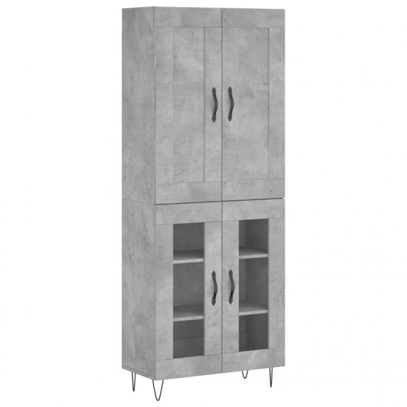 Witrynka, szarość betonu 69,5x34x180 cm materiał drewnopochodny