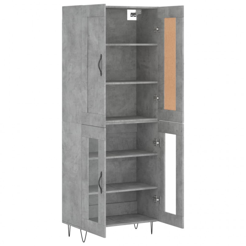 Witrynka, szarość betonu 69,5x34x180 cm materiał drewnopochodny