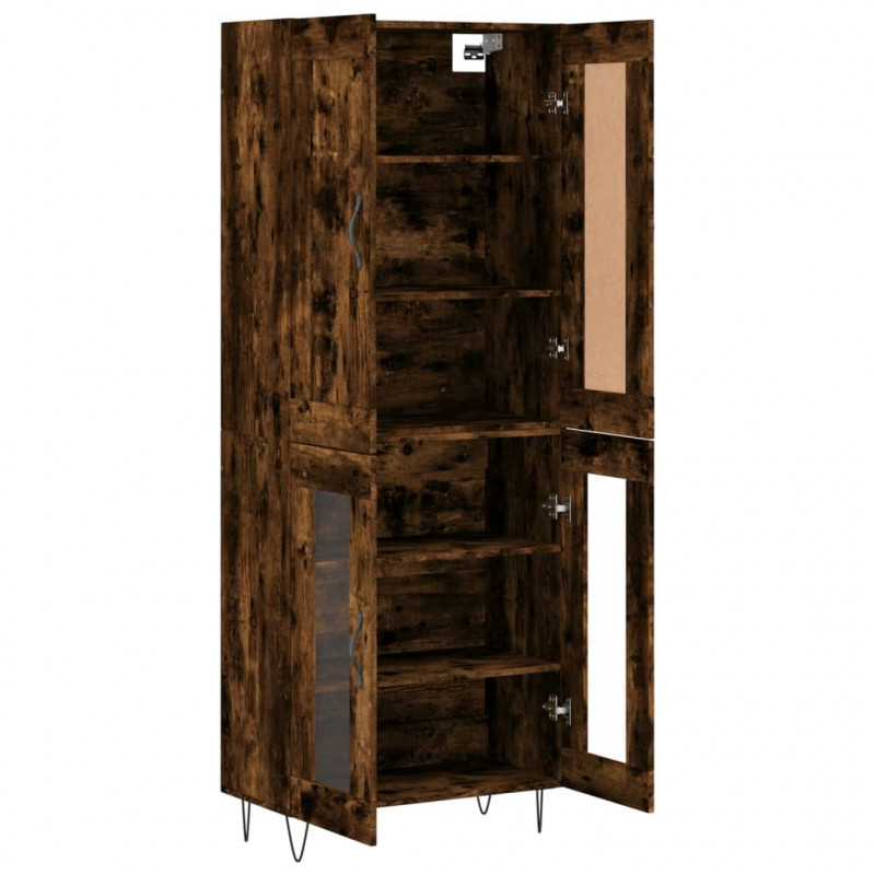 Witrynka przydymiony dąb 69,5x34x180 cm materiał drewnopochodny