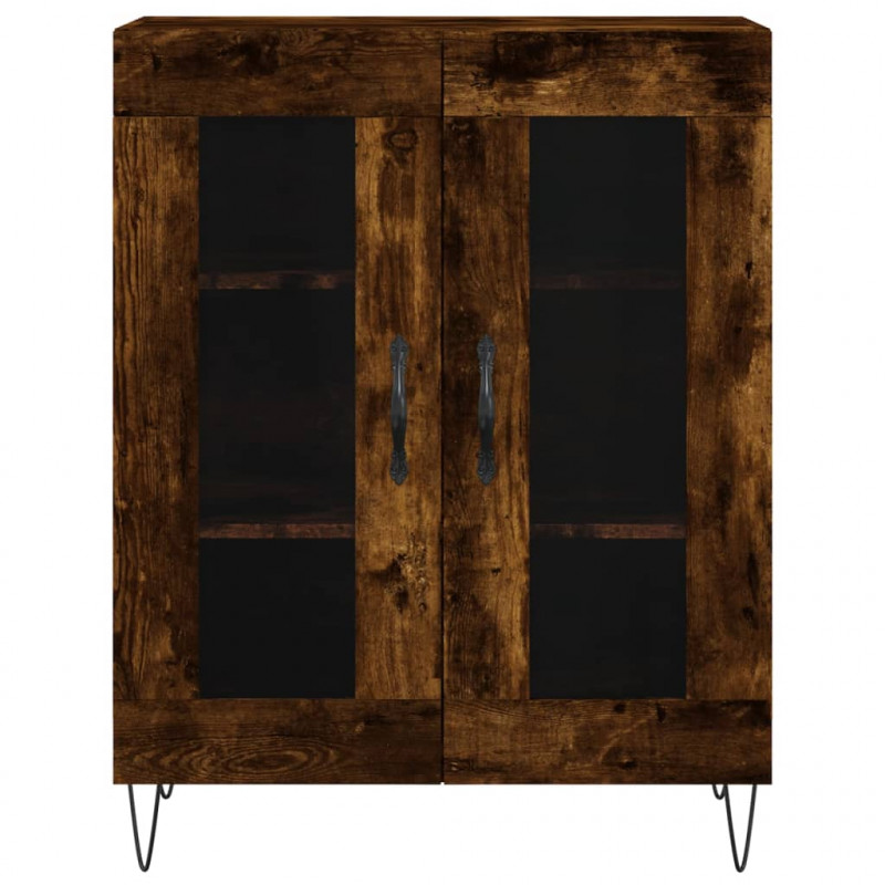 Witrynka przydymiony dąb 69,5x34x180 cm materiał drewnopochodny