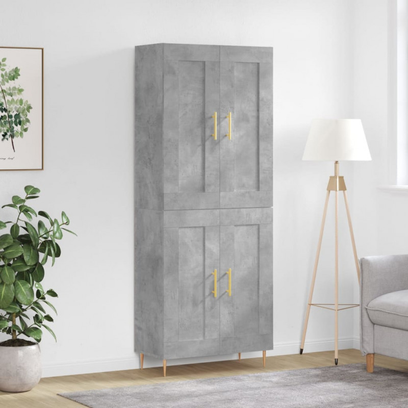 Witrynka, szarość betonu 69,5x34x180 cm materiał drewnopochodny
