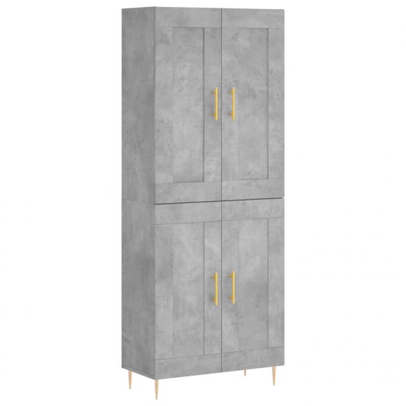 Witrynka, szarość betonu 69,5x34x180 cm materiał drewnopochodny
