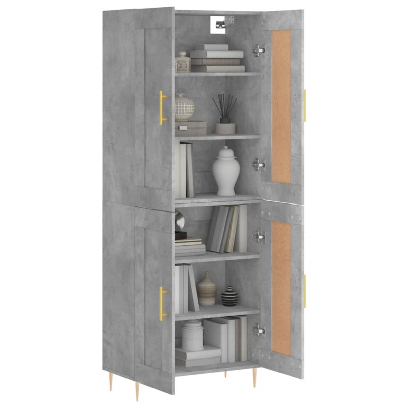Witrynka, szarość betonu 69,5x34x180 cm materiał drewnopochodny