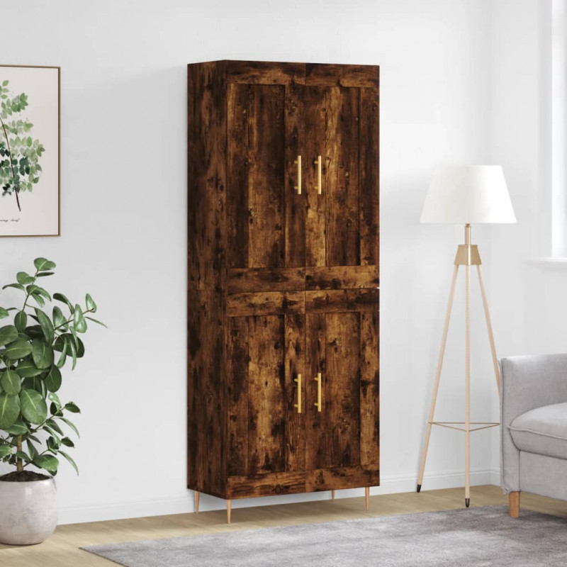 Witrynka przydymiony dąb 69,5x34x180 cm materiał drewnopochodny