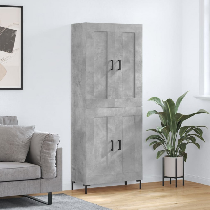 Witrynka, szarość betonu 69,5x34x180 cm materiał drewnopochodny