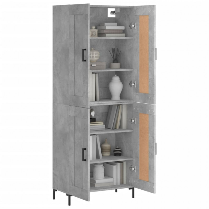 Witrynka, szarość betonu 69,5x34x180 cm materiał drewnopochodny