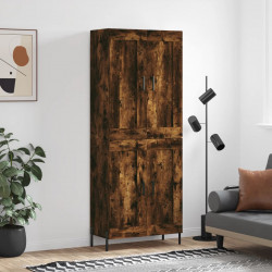 Witrynka przydymiony dąb 69,5x34x180 cm materiał drewnopochodny