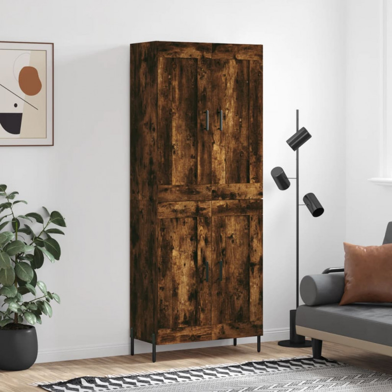 Witrynka przydymiony dąb 69,5x34x180 cm materiał drewnopochodny