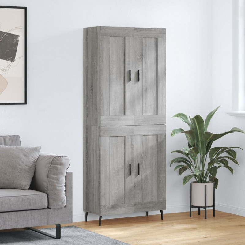 Witrynka szary dąb sonoma 69,5x34x180cm materiał drewnopochodny