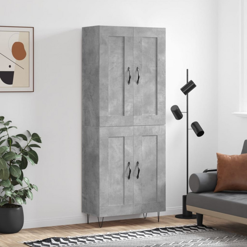 Witrynka, szarość betonu 69,5x34x180 cm materiał drewnopochodny