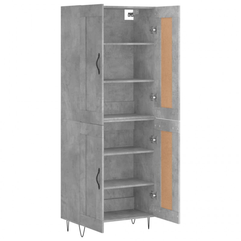 Witrynka, szarość betonu 69,5x34x180 cm materiał drewnopochodny