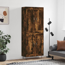 Witrynka przydymiony dąb 69,5x34x180 cm materiał drewnopochodny