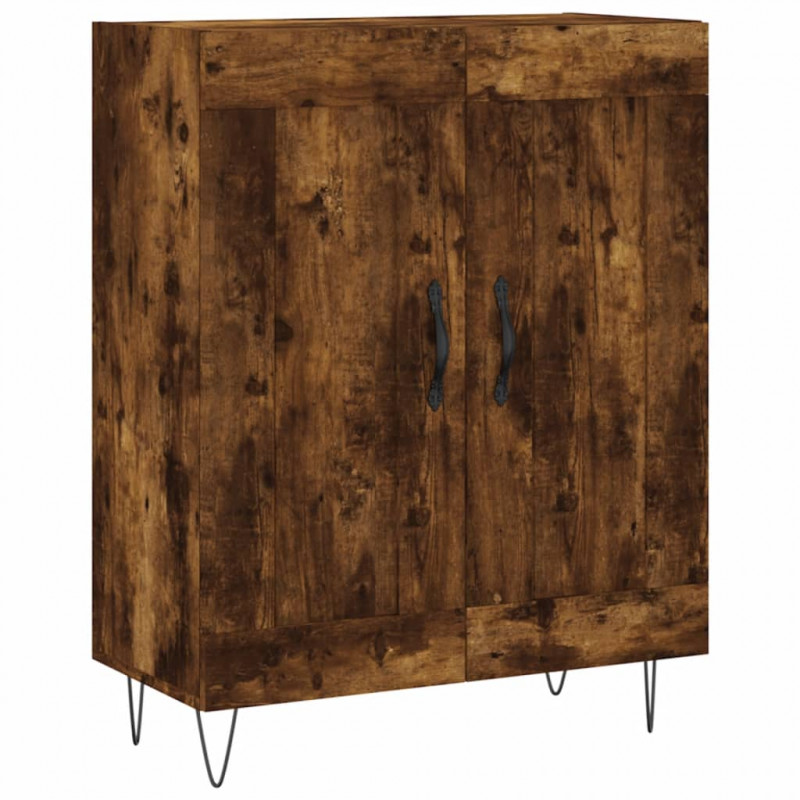 Witrynka przydymiony dąb 69,5x34x180 cm materiał drewnopochodny