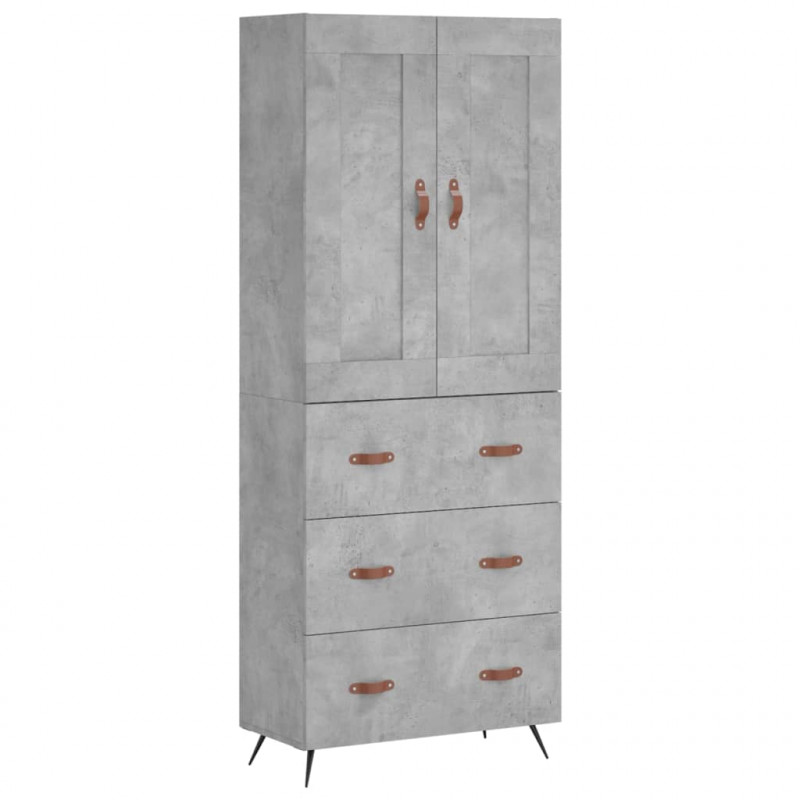 Witrynka, szarość betonu 69,5x34x180 cm materiał drewnopochodny