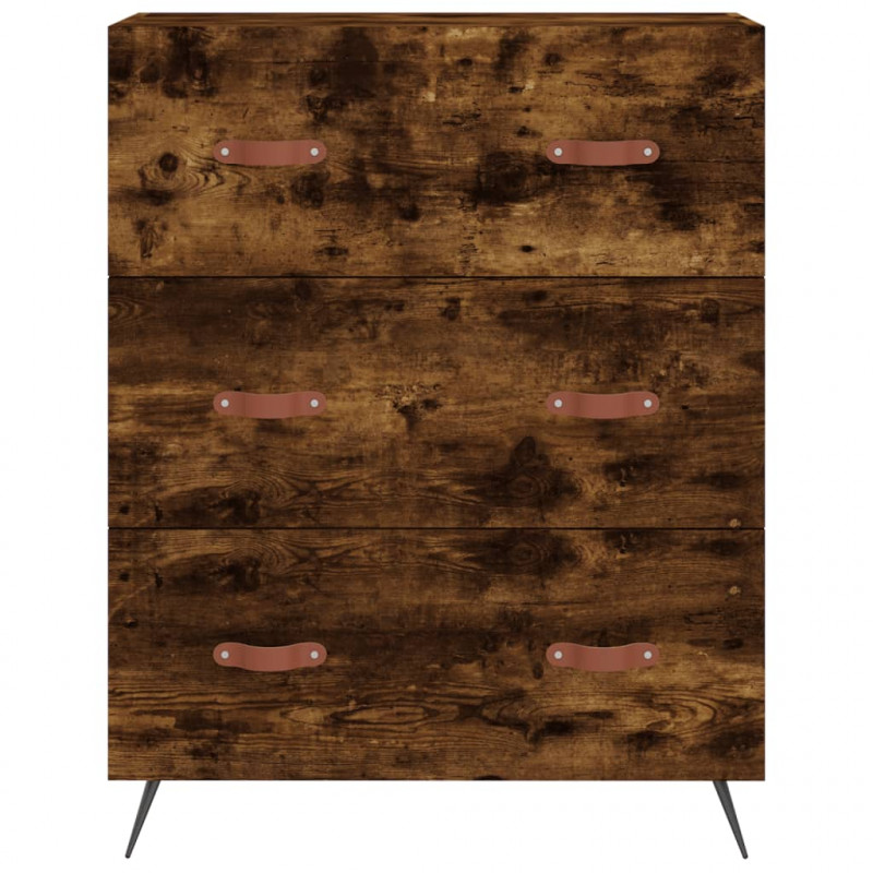 Witrynka przydymiony dąb 69,5x34x180 cm materiał drewnopochodny