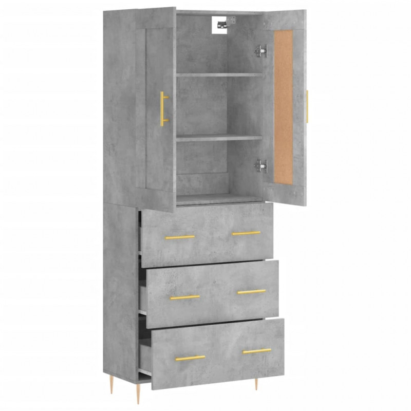 Witrynka, szarość betonu 69,5x34x180 cm materiał drewnopochodny