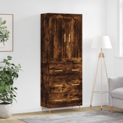 Witrynka przydymiony dąb 69,5x34x180 cm materiał drewnopochodny