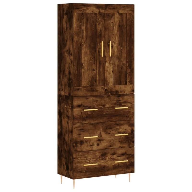 Witrynka przydymiony dąb 69,5x34x180 cm materiał drewnopochodny