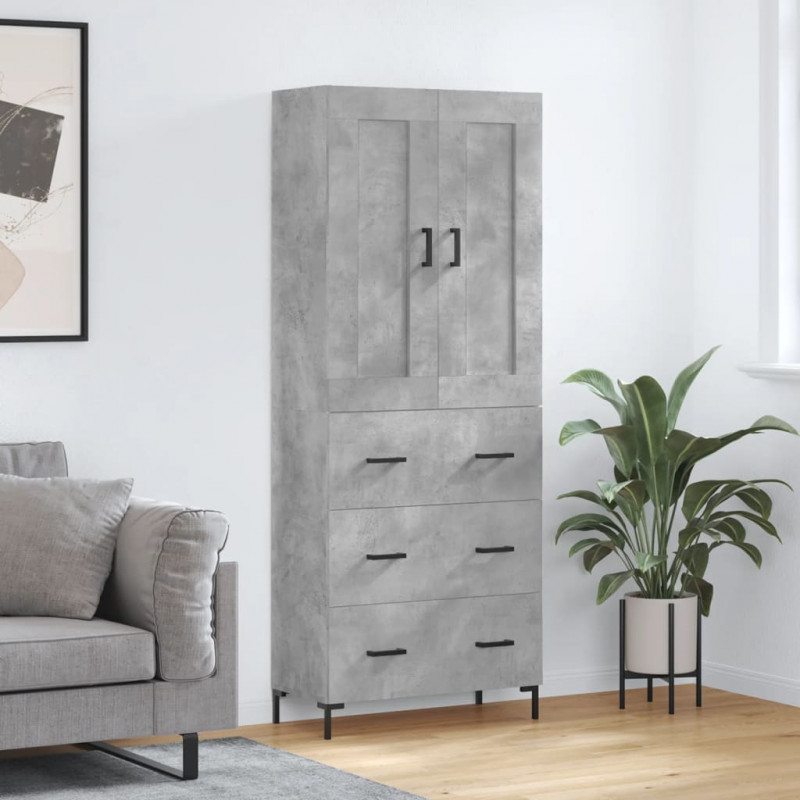 Witrynka, szarość betonu 69,5x34x180 cm materiał drewnopochodny