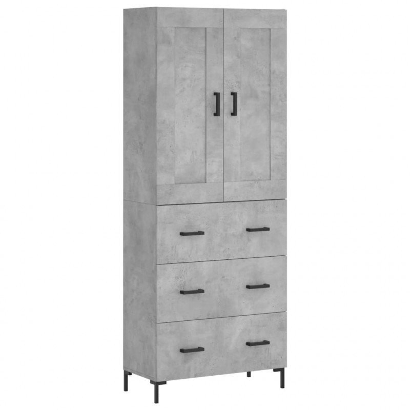 Witrynka, szarość betonu 69,5x34x180 cm materiał drewnopochodny