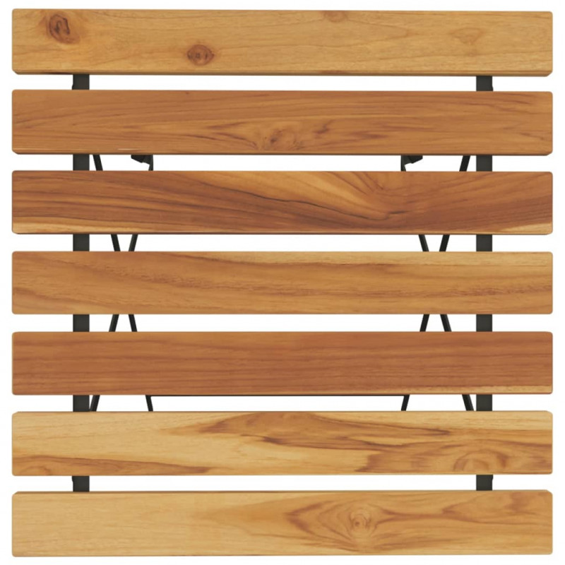 Składany stolik bistro, 55x54x71 cm, lite drewno tekowe i stal