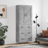 Witrynka, szarość betonu 69,5x34x180 cm materiał drewnopochodny
