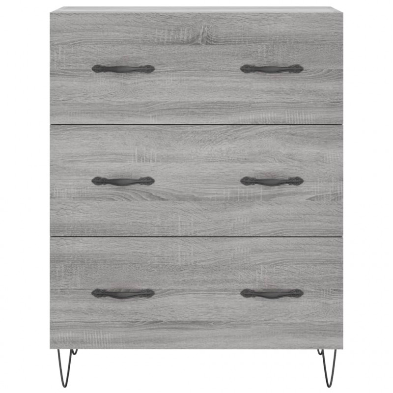 Witrynka szary dąb sonoma 69,5x34x180cm materiał drewnopochodny