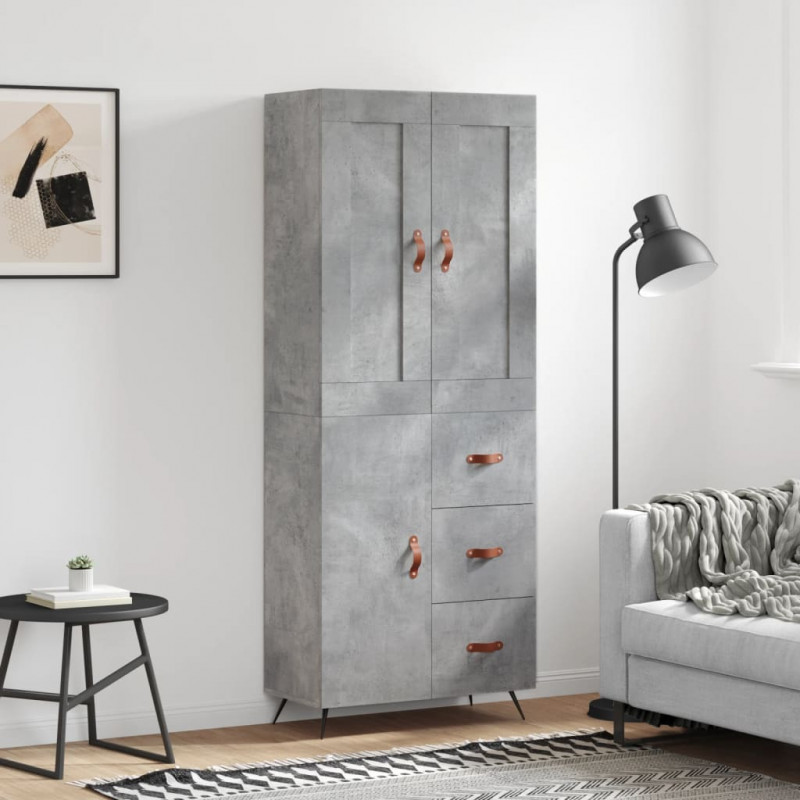 Witrynka, szarość betonu 69,5x34x180 cm materiał drewnopochodny